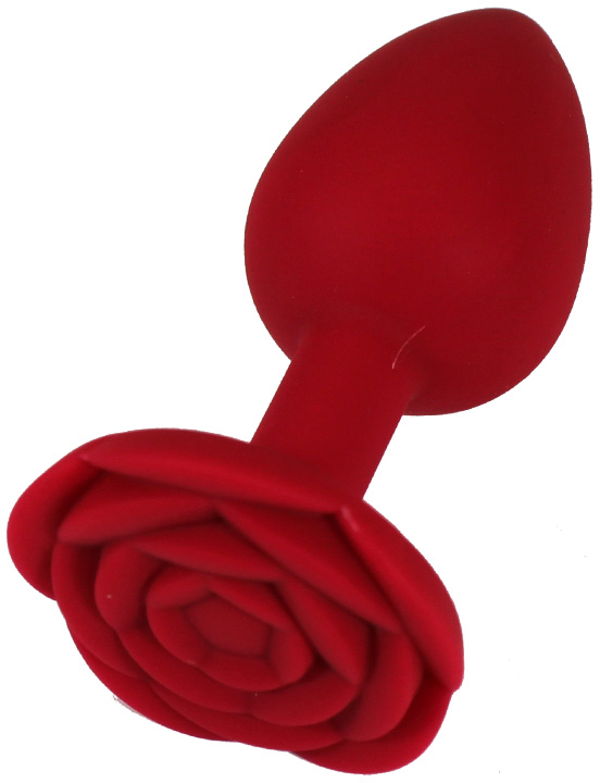 Анальная пробка с розой, красная, 30x75 мм