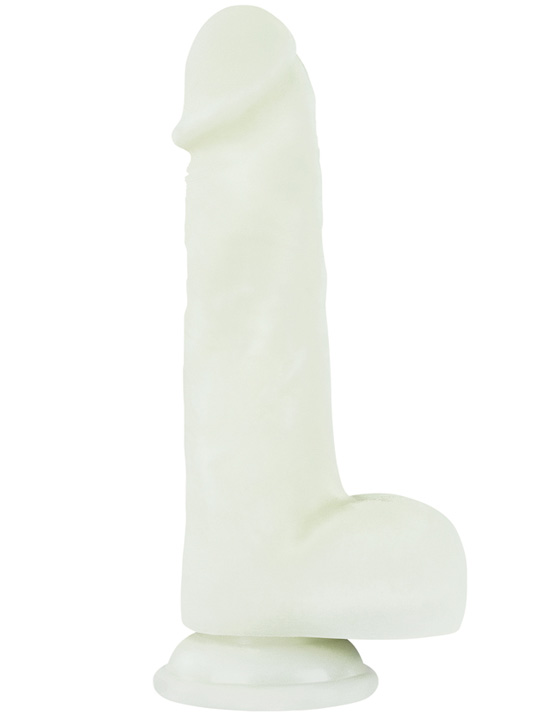Фаллоимитатор 8.0'' Lumino Play Silicone Dildo светящийся с мошонкой на присоске, 43x209 мм