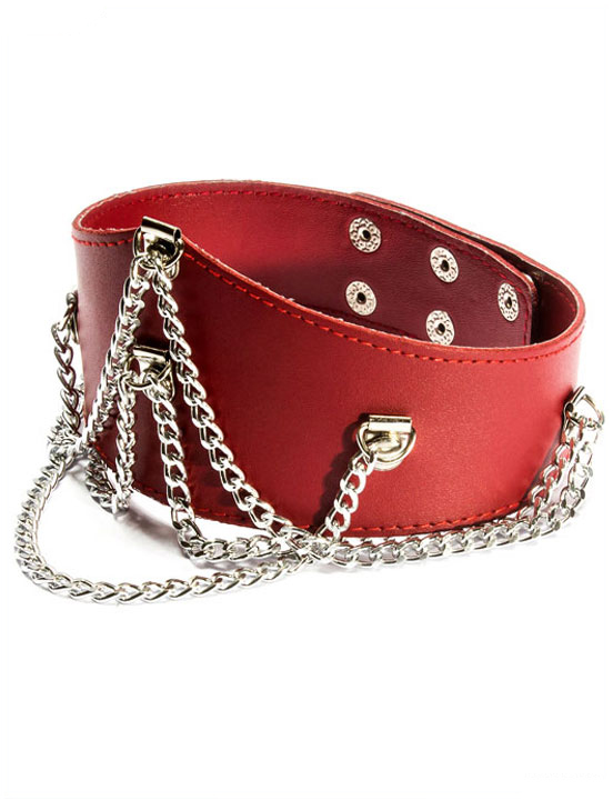 Ошейник с цепями, красный