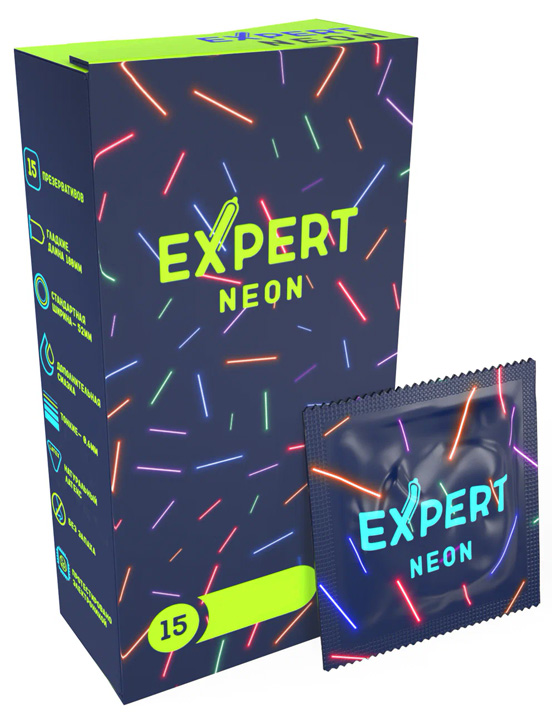 Презервативы Expert Neon светящийся, 15 шт.