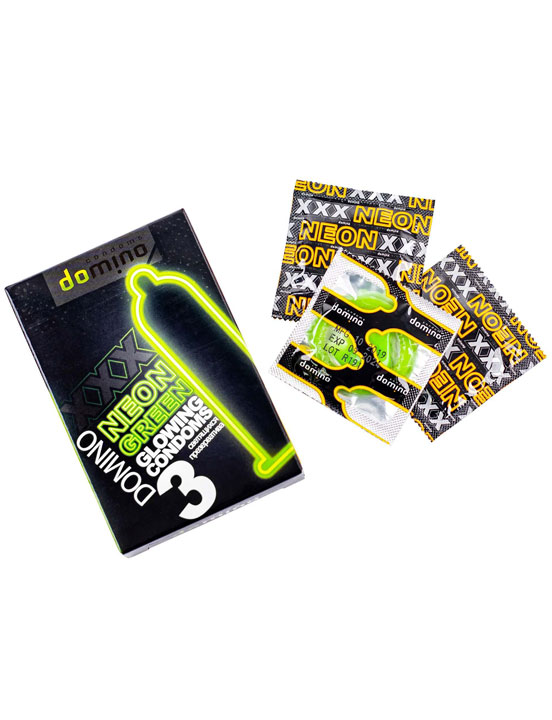 Презервативы Domino Neon Green, 3 шт.