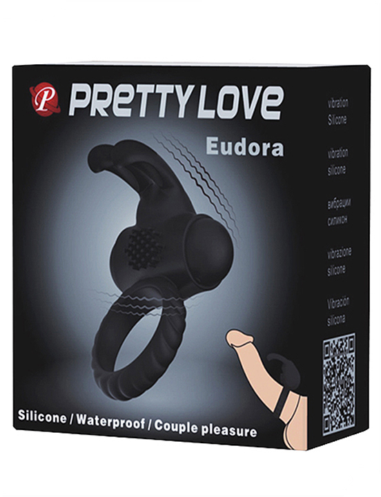 Эрекционное кольцо Eudora с вибрацией и дополнительной стимуляцией, внутр. диаметр 26 мм