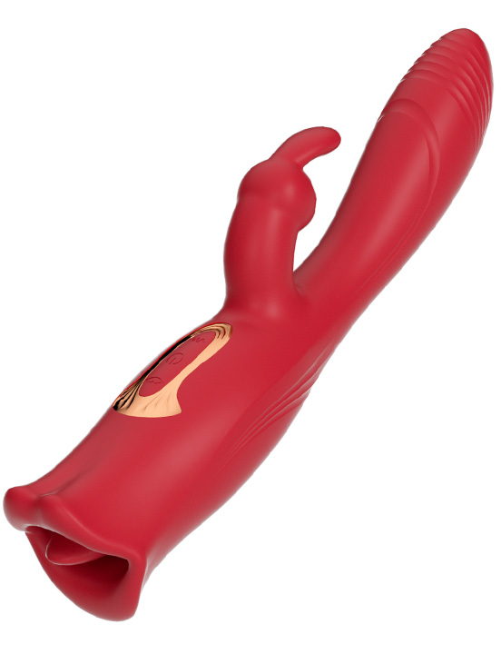 Вибратор-кролик Slime c стимуляцией клитора, красный