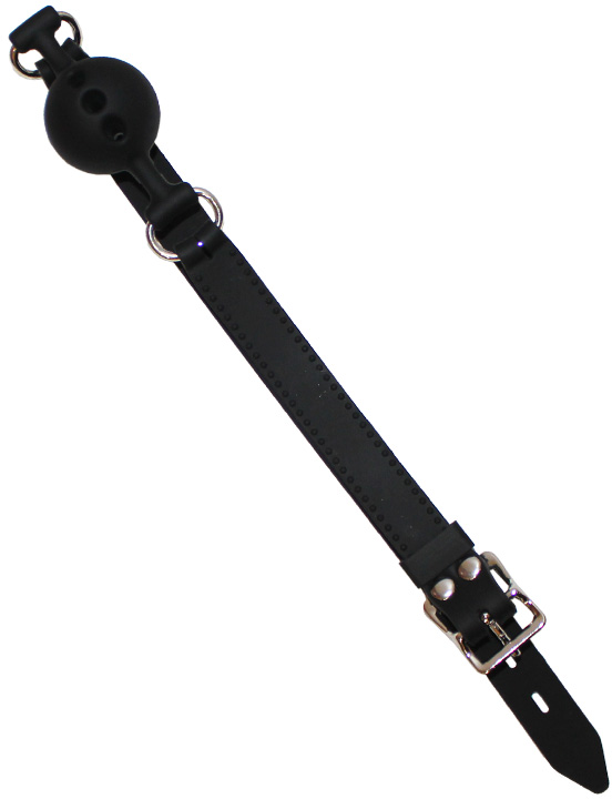 Кляп дышащий с фиксацией, чёрный, силикон