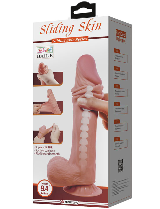 Фаллоимитатор реалистичный с эффектом скользящей кожи, 50x240мм