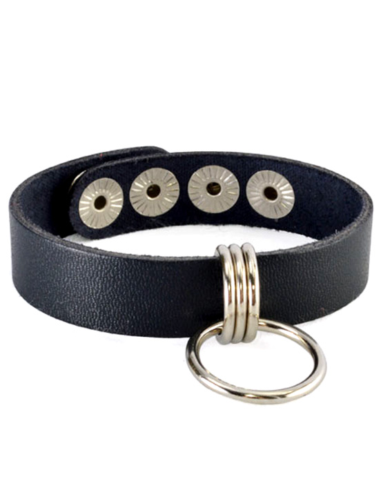 Браслет с кольцом и 3 полукольцами, чёрно-синий