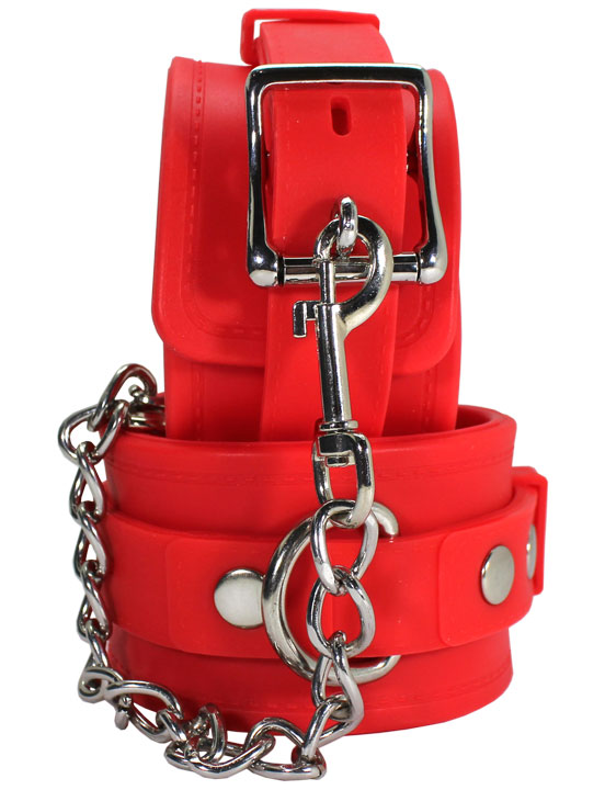 Наручники силиконовые, с фиксацией, красные