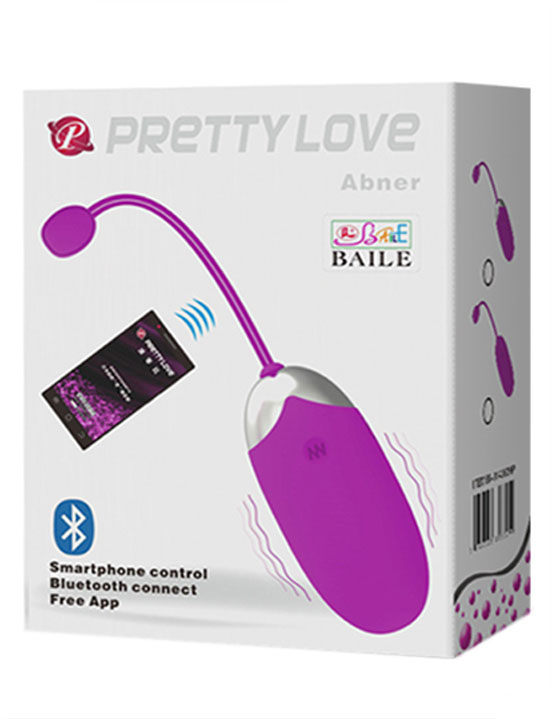 Виброяйцо Abner, APP контроль, bluetooth, фиолетовое, 33x75 мм
