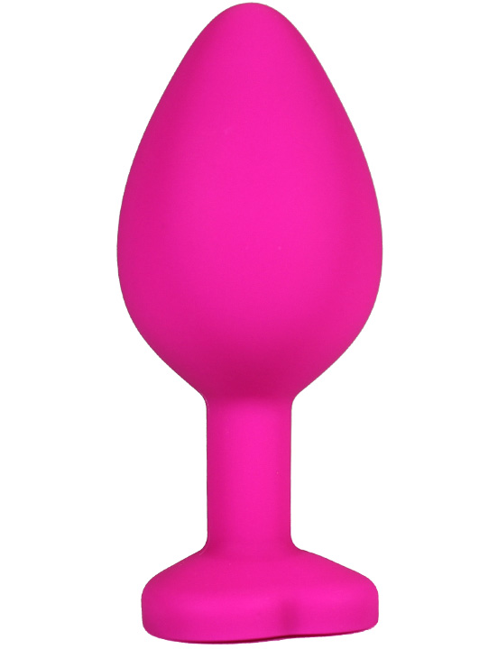 Анальная пробка силиконовая розовая с кристаллом сердце, 33x80 мм