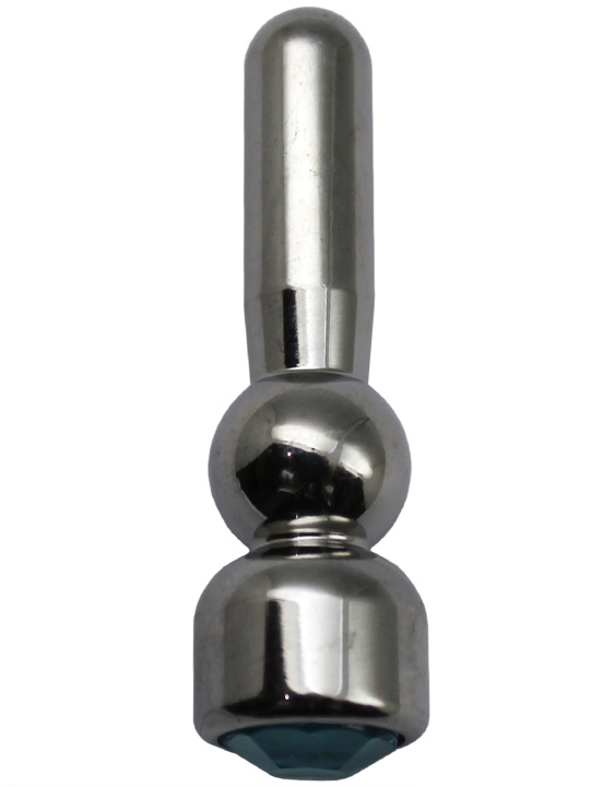 Зонд для пениса, рельефный, с голубым кристаллом, 6x46 мм