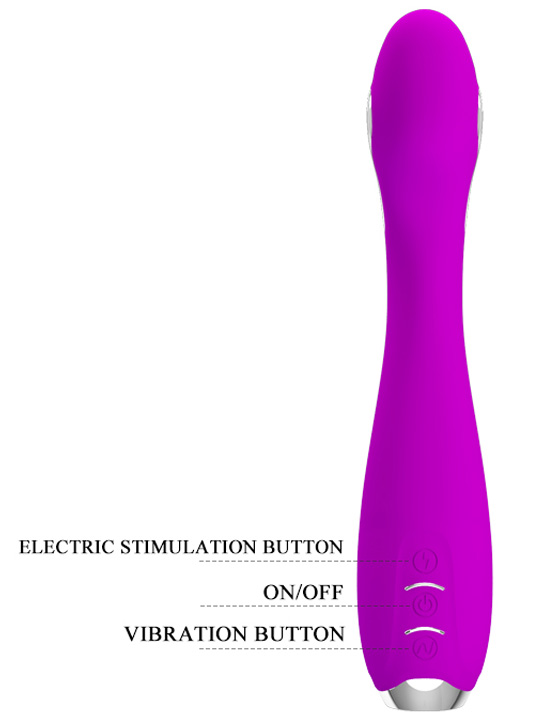 Вибратор HECTOR точки G с электростимуляцией, 7x5 режимов, силикон, фиолетовый, 32x195 мм
