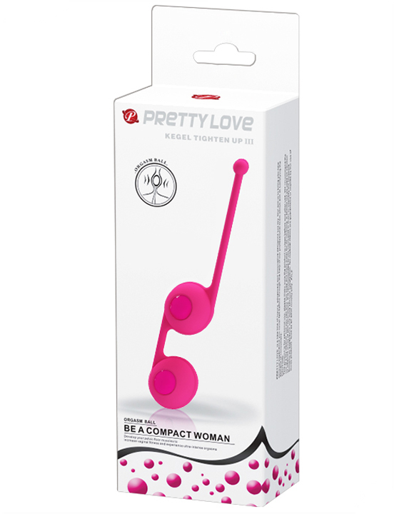 Вагинальные шарики Kegel Tighten UP III со смещённым центром тяжести, розовые 35x170 мм