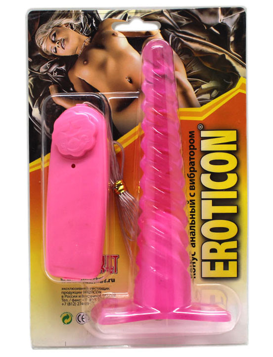 Анальный конус с вибратором, спираль, выносной пульт, 160 мм