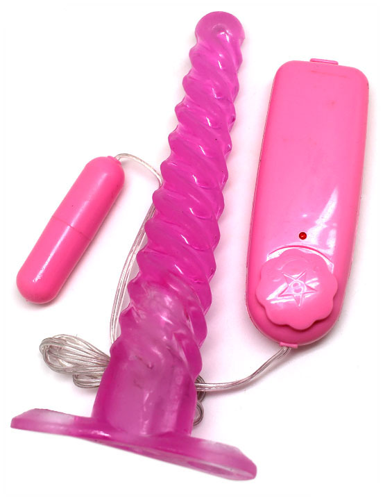 Анальный конус с вибратором, спираль, выносной пульт, 160 мм