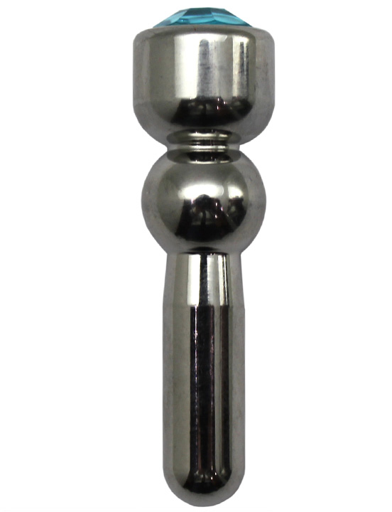 Зонд для пениса, рельефный, с голубым кристаллом, 6x46 мм